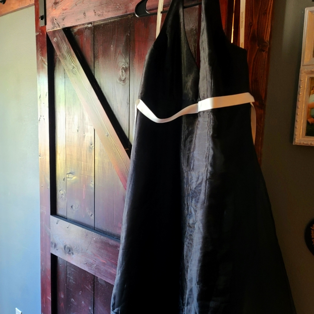 Black halter bridesmaid dress